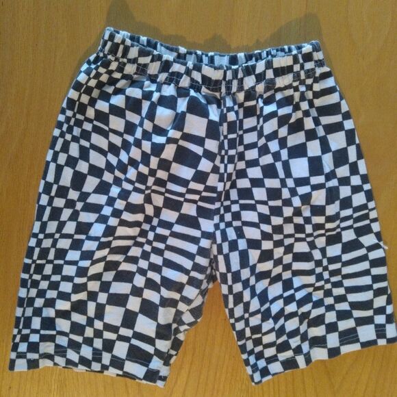 Vintage 90s Fizzical Psychedelic Checkers Spandex Workout Shorts Athletic - Picture 1 of 4